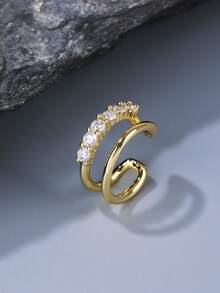 1 件男女通用炫酷个性化锆石十字架袖口耳环，无耳耳环