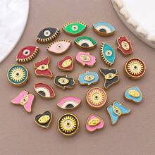 2pcs Fashion Enamel Stainless Steel Devil Eye Spacer Beads Charm High Quality Gold Plated Eye Spacer Beads Jewelry Findings For Necklaces, Bracelets, Earrings, Jewelry Making And DIY Crafts