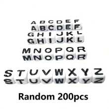 100/1000pcs/Pack White Background Black Letter Beads, 6mm Acrylic English Alphabet Square Letter Beads DIY Jewelry Making Accessories, Decorative Supplies | Overflowing Beads | Durable Bead Material For Jewelry Making - Black and White - View 35