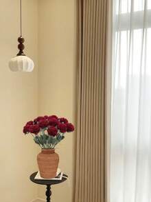 1 قطعة/3 قطع/6 قطع/10 قطع من الزهور الناعمة المصنوعة يدويًا بتقنية الحياكة اليدوية، أزهار اصطناعية لديكورات حفلات الزفاف والمنزل، باقات هدايا - عنابي اللون - مشاهدة 2