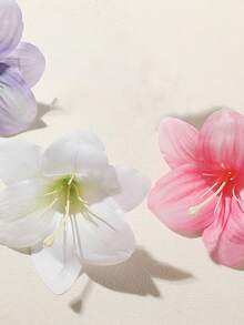 2 件波西米亚风格蓝白仿百合花优雅甜美海滩度假海边侧刘海发夹头饰、发饰、夏季配饰、爪夹、发夹、发夹、发夹 - 2PCS紫白 - 查看 4