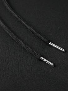 Men's Casual Chinese Character Print Hooded Sweatshirt, Autumn/Winter, Emo Style, 2000s Style, Long Sleeve Top