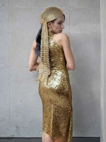 1 peça 65 cm brilhante strass decoração feminina chapéus escolares lenço de cabeça rave boate bonés