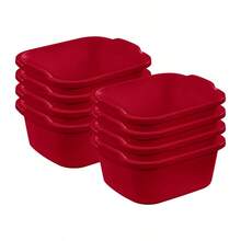 0647 Large MultiFunction Home 12Qt Sink Dish Wash Pan Red 8 Pack - as pic - View 1