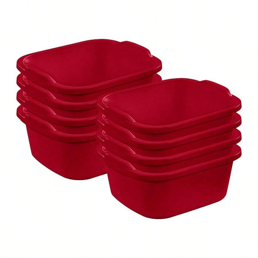 0647 Large MultiFunction Home 12Qt Sink Dish Wash Pan Red 8 Pack - as pic - View 1