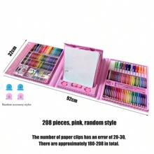 Kids Water Color Marker Set, Children's 42/150/208pcs Painting Brush Art Supplies For 6.1 Festival, Watercolor Pens & Wax Crayons For Preschool & Elementary Students