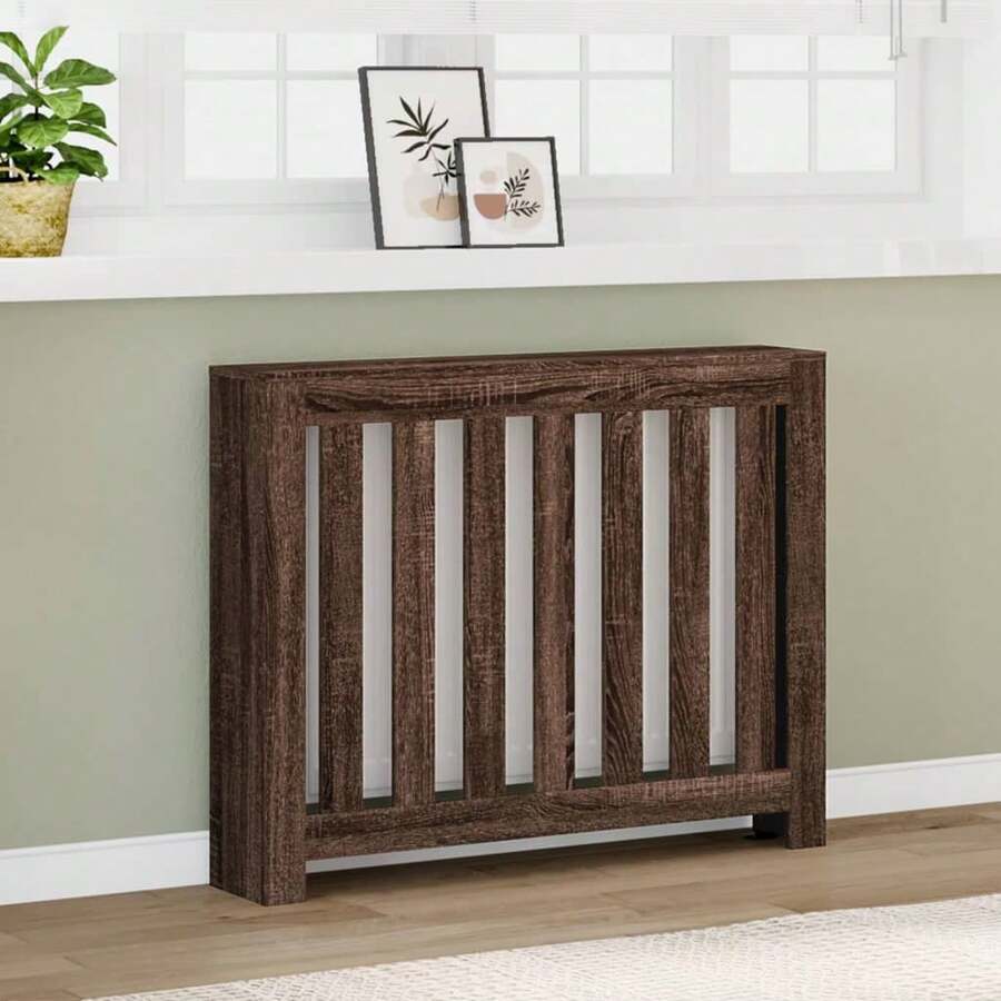 Brown Oak Engineered Wood Radiator Cover - 104x20x82 Cm Stylish Home Accent For Enhanced Décor And Functionality - Brown - View 1