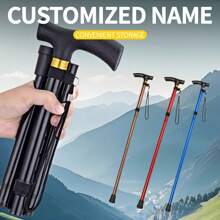 Customized Multi-Functional Outdoor Hiking Stick/Trekking Pole, Foldable & Telescopic For Traveling, Elderly, Sturdy 5-Section Ultra-Short Hiking Stick/Cane, T-Grip Handle, Corporate Logo Customized Gift, Graduation/Christmas/Back To School Gift