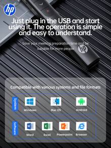 HP Hub USB senza fili, telecomando per presentazioni, clicker per presentazioni con controllo del volume e dei collegamenti, per Keynote/PowerPoint/PC/computer portatile, con custodia omaggio