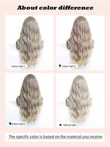 舒适高品质自然弯曲中段卷发挑染白金色 26 英寸女士假发合成编织化学纤维假发非常适合日常佩戴假日旅行派对角色扮演万圣节圣诞假发、万圣节圣诞礼物 - 挑染灰色 - 查看 10