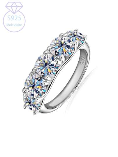 KAHOOT A 925 Silver Round Moissanite Classic Fashion Retro Elegant Noble Versatile High-Quality Men's And Women's Ring Wedding Ring Couple Ring, Suitable For Daily Wear And Weddings, Banquets, Parties, Suitable For Valentine's Day Christmas Thanksgiving Halloween Birthday Anniversary Carnival, Dance Men To Women Gift