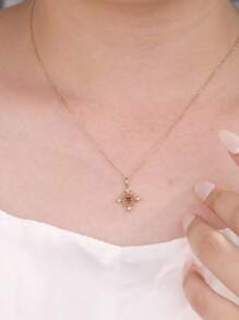 1 pieza Colgante de collar de plata de ley S925 con forma de sol hueco y circonita, diseño elegante y retro para mujer, versátil para uso diario, regalo para festivales y fiestas