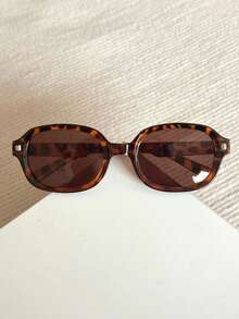 1 件可折叠豹纹图案炫酷个性化眼镜，轻巧耐用的鼻托，日常通勤、装饰、街头摄影、时尚配饰必备