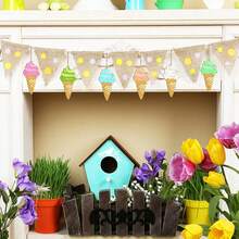 10 件冰淇淋工艺品木制未完成冰淇淋挂件散装木制切口可用于 DIY 空白木质挂饰