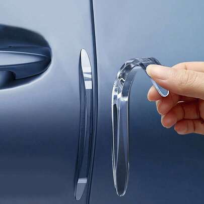 2pcs Transparent PU Car Door Edge Guard, Invisible Adhesive Anti-Collision Protection Strip, Car Door Handle Bumper Protector, Fits For All Cars