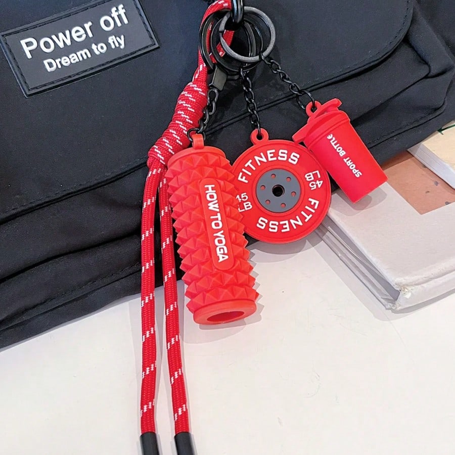 Series Creative Design Cute Contrast Color Sweet Cool Sports Style Bag Pendant, Fitness Exercise Accessories, Summer Fashion Savior Keychain, Fitness Series Barbell Dumbbell Plate Exercise Water Cup Pendant, Backpack Pendant, Jewelry Keychain, Suitable For Sports Boys And Girls, Exquisite Men And Women Gifts