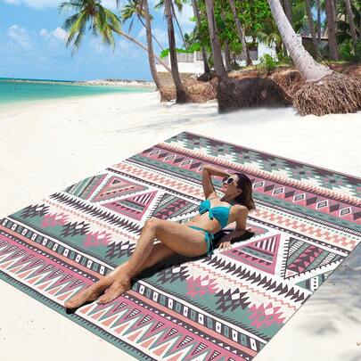 1pc New Outdoor Waterproof Anti-Sand Digital Printed Beach Mat/Towel, Fashion And Fresh Pattern, Suitable For Outdoor Camping And Picnics