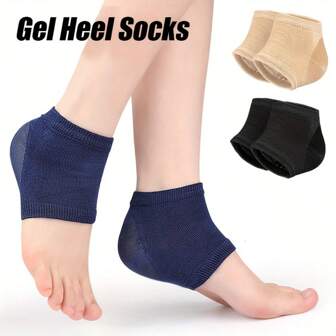 3 件装足跟保护袜 - 软凝胶垫，半码，透气涤纶，仅可手洗