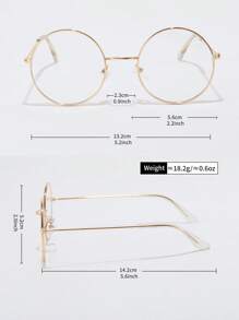 1pc Vintage Style Round Frame Eyeglasses, Unisex Non-Prescription