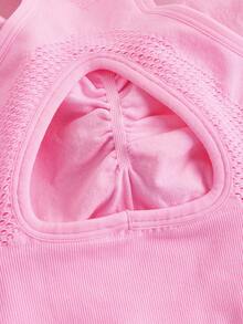 1件装加大码交叉后背运动文胸，亮粉色镂空可拆卸胸垫，中等支撑，高弹柔软，适合健身、瑜伽、日常穿着，女士运动休闲文胸 - 玫紅色 - 查看 10