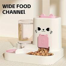 2-In-1 Automatic Pet Cat Dog Water & Food Dispenser, No Electricity, With Moisture-Proof Design - Multicolor - View 1