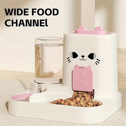 2-In-1 Automatic Pet Cat Dog Water & Food Dispenser, No Electricity, With Moisture-Proof Design
