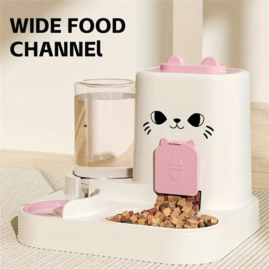 2-In-1 Automatic Pet Cat Dog Water & Food Dispenser, No Electricity, With Moisture-Proof Design - Multicolor - View 1