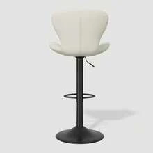 Kitchen Island Swivel Chair, Faux Leather Upholstered Bar Stool, Adjustable Swivel Bar Stool, Counter Height Bar Stool With Backrest, Counter Height Bar Stool 2 Piece Set - 白色 - 查看 10