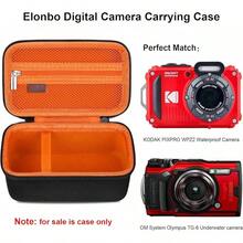 Elonbo Carrying PIXPRO WPZ2 Rugged Waterproof Digital Camera, Shockproof WiFi 4K Video Digital Camera Storage Cover Bag, Mesh Pocket Fits Battery Card. Black - 橘色 - 查看 2