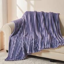 Super Soft King Blanket Pink Premium Silky Flannel Fleece 3D Ribbed Jacquard Lightweight Bed Blanket All Season Use (Pink Ribbed, King(90"X110")) - 薰衣草羅紋 - 查看 3
