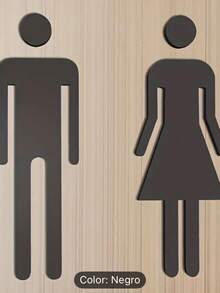 Señalamiento baño autoadherible accesorio decoración orientador fácil instalar materiales resistentes identificación baño hogares oficinas lavables señal simbólica fácil visualizar para recibir invitados - Negro - Ver 4