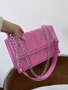 Quilted Flap Chain Square Bag pink - Pink - View 10