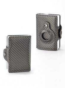 1pc Men's Anti Lost AirTag Wallet Carbon Fiber Card Holder Compatible With Apple AirTag, Gift/Father's Day Air Tag Case Card Holder Wallet, Business Card Holder, Credit Card Holder, Men's Mini Wallet, Card Wallet, RFID Wallet.
