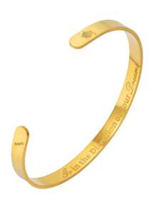 1pc Stainless Steel "Happy Graduation 2025" Adjustable C-Shape Bangle Bracelet, Fashion For Men And Women, Suitable For Daily Wear, Gatherings And Parties