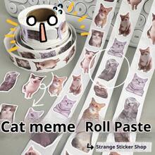 500 pezzi/rotolo Divertenti adesivi gatto meme - Forniture per scrapbooking carino per bambini, sigilli per buste creativi e decorazione per quaderni