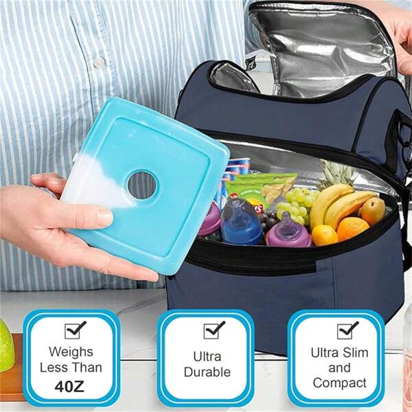 1Pack Reusable Ice Cooler Blocks, Long Lasting Portable Ice Packs Keeps Food Fresh And Drinks Cool, Ice Pack For Cooler Bag Lunch Boxes Picnic Beach And Camping Trip