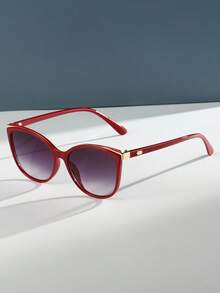 1 pieza Montura de gafas de plástico con forma de ojo de gato, de moda para mujer - Rojo - Ver 1