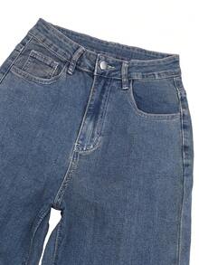 Quần jeans ống rộng dáng suông màu xanh cổ điển dành cho nữ, kiểu dáng thoải mái mới, phù hợp cho kỳ nghỉ, lễ hội, phối đồ denim, quần jeans, quần tây, đi chơi, quần jeans nữ, trang phục denim nữ, quần jeans nữ, quần dài thường ngày mùa xuân - Rửa trung bình - Xem 9