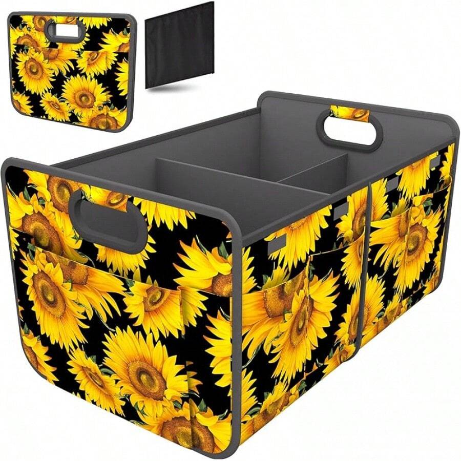 Homeve Car Trunk Organizer, Car Storage, Reinforced Handles, Collapsible Multi-Compartment Car Organizers, Foldable And Waterproof, 600D Oxford Polyester, Suitable Any Car, SUV,-Van, Black2025 - 向日葵 - 查看 1