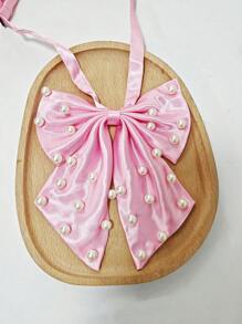 1 Peça Gravata Elegante com Laço de Pérolas Feita à Mão para Mulheres, Adequada para Eventos de Negócios, Atividades de Recepção, Transporte, Uniforme Escolar e Mais