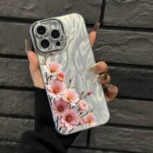 Funda para teléfono (1 unidad) rosa delicado con flores, hilo fino perforado, diseño moderno. Compatible con phone 16/15/14/13/12/11 Pro, Promax Plus, X/Xsmax. Para hombres y mujeres. - Plateado - Ver 5