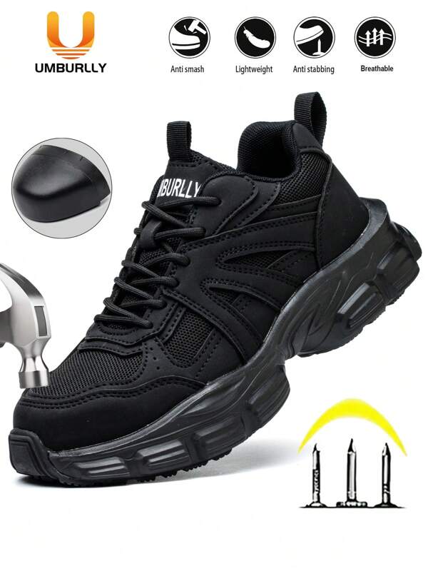 UMBURLLY Women's Steel Toe Safety Shoes, Anti-Smash, Anti-Puncture, Anti-Slip, Lightweight, Suitable For All Seasons Work Shoes