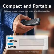 VENTION Pro 铝制 M.2 NVMe 和 SATA SSD 外壳 – 超快 10Gbps USB-C（6Gbps/10Gbps）、1 秒内传输 1GB 文件、UASP/TRIM 加速、5 分钟自动休眠 – 适用于 2230/2242/2260/2280 SSD（M+B 键）– 高速外壳带散热器、镀镍端口、免工具设计，适合游戏/编辑 - 深灰色 - 查看 9