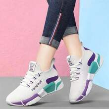Women's Shoes New Comfortable Women's Shoes Spring And Autumn Versatile Lace Up Comfortable Lightweight Sports Shoes - Black - View 5