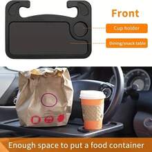 1pc Black Multifunctional Car Steering Wheel Tray, 2-In-1 Foldable Steering Wheel Desk With Cup Holder And Pen Slot, Made Of Durable ABS Plastic, For Dining, Working And Storage, Universal Fit For Most Sedans And SUVs, Essential Car Travel Accessory - 多色 - 查看 2