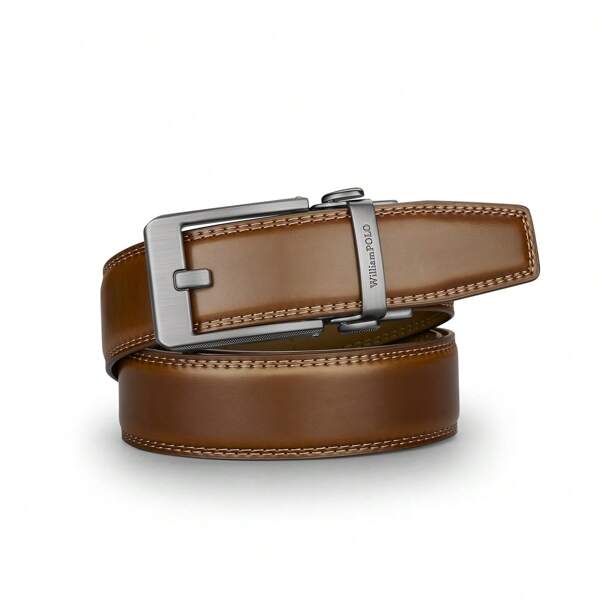 Geometric Pattern Men's Casual PU Leather Auto-Buckle Belt, All-Season