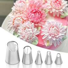 5Pcs/Set Large Size Round Piping Nozzle Cake Cream Pastry Tools Stainless Steel Icing Tips For Cupcake Decorating - Multicolor - View 9