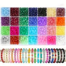 840/1680PCS 6mm Glass Beads For Jewelry Making, 56 Colors Crystal Beads Bracelets Making Kit, Round Beads Suitable For Beginners - Multicolor - View 11