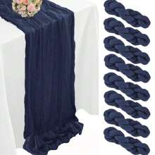 5pcs Navy Blue Pleated Table Runner, Folding Tablecloth, Festive Birthday Decor Wedding Decor Holiday Home Decor Party Room Table Decoration Dark Blue Table Cloth, Table Flag, Solid Color Table Cover, Birthday Decor Wedding Decor, 2025 New Year Decor, Party Favor