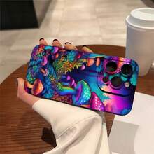 Neon Mushroom Pattern, Durable And Stylish, High-Quality Protective Mobile Phone Case, Suitable For Iphone16/15/14/13/12/11/ X/7/8/ PLUS/PROMAX/MINI/SE And Other Series, Black Simple And Advanced, Shockproof, Lightweight, TPU MaterialSuitable For IPhone 17 Air - 黑色 - 查看 6